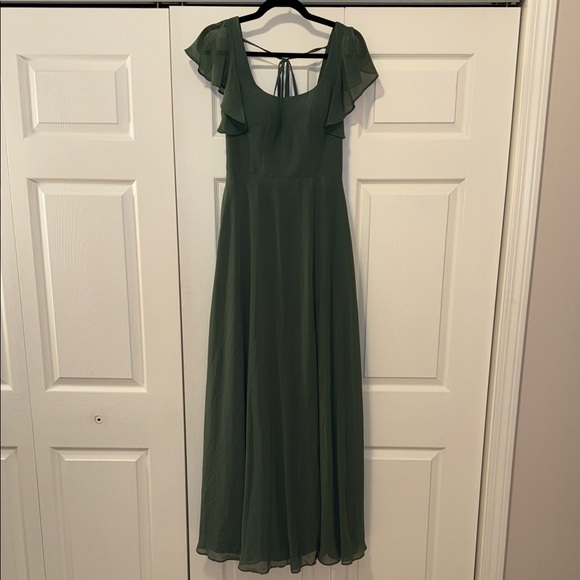 Azazie Dresses & Skirts - Azazie Forest Green Gown with Ruffle Sleeves